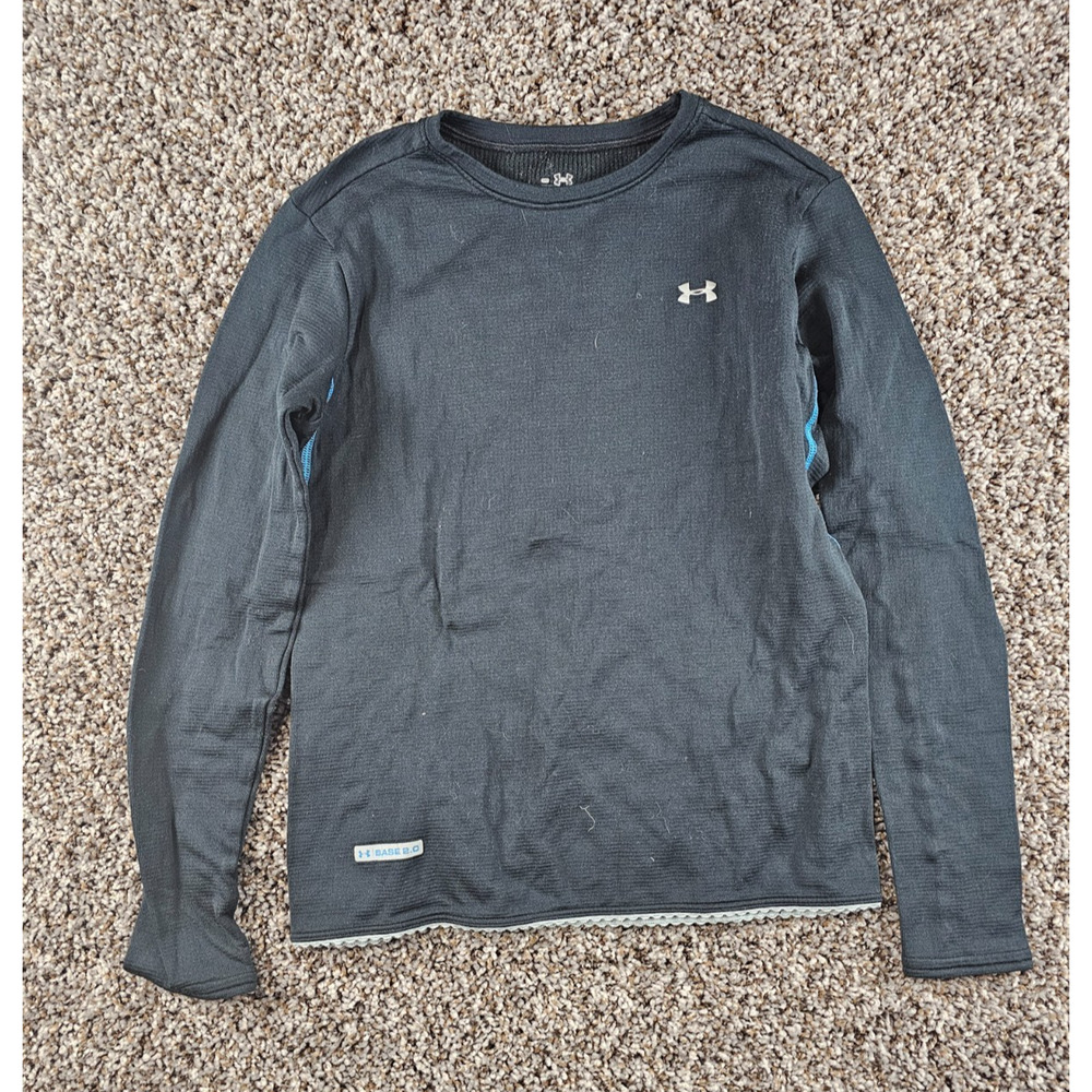 Under Armour Boys Sz S Base 2.0 Long Sleeve Base layer Shirt Black Athletic